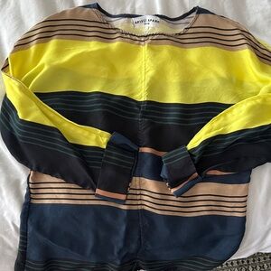 Apiece Apart Yellow and Navy Silk top